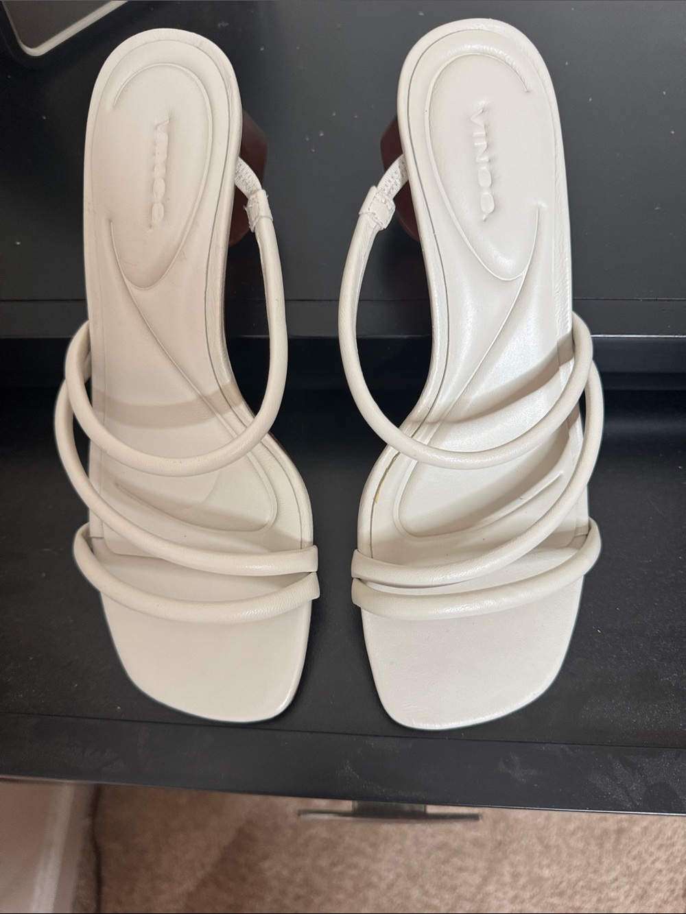 Quince Strappy Square-Toe Slide Heels